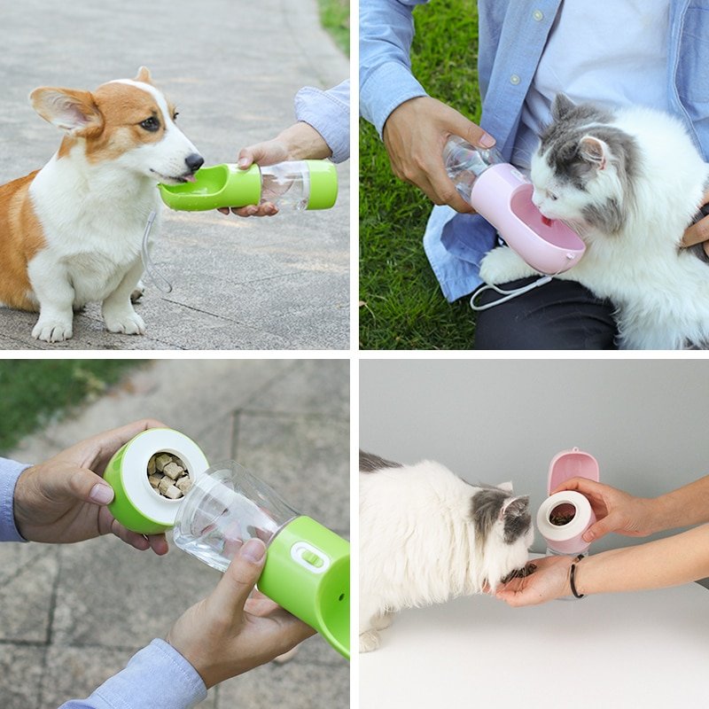 HOOPET Pet Dog Water Bottle Feeder Bowl Portable Water Food Bottle Pets Outdoor Travel Drinking Dog Bowls Water Bowl for Dogs