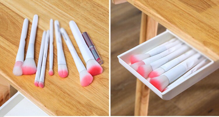 Self Stick Pencil Tray Under Desk Drawer Storage Box Hidden Stationery Organizer Stand For Pens Office Home Storage Organizer