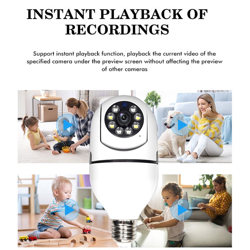 5G Wifi E27 Bulb Surveillance Camera Night Vision Full Color Automatic Human Tracking 4X Digital Zoom Video Security Monitor Cam