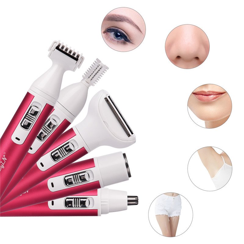 5 in 1 Electric Hair Remover Rechargeable Lady Shaver Nose Hair Trimmer Eyebrow Shaper Leg Armpit Bikini Trimmer Women Epilator