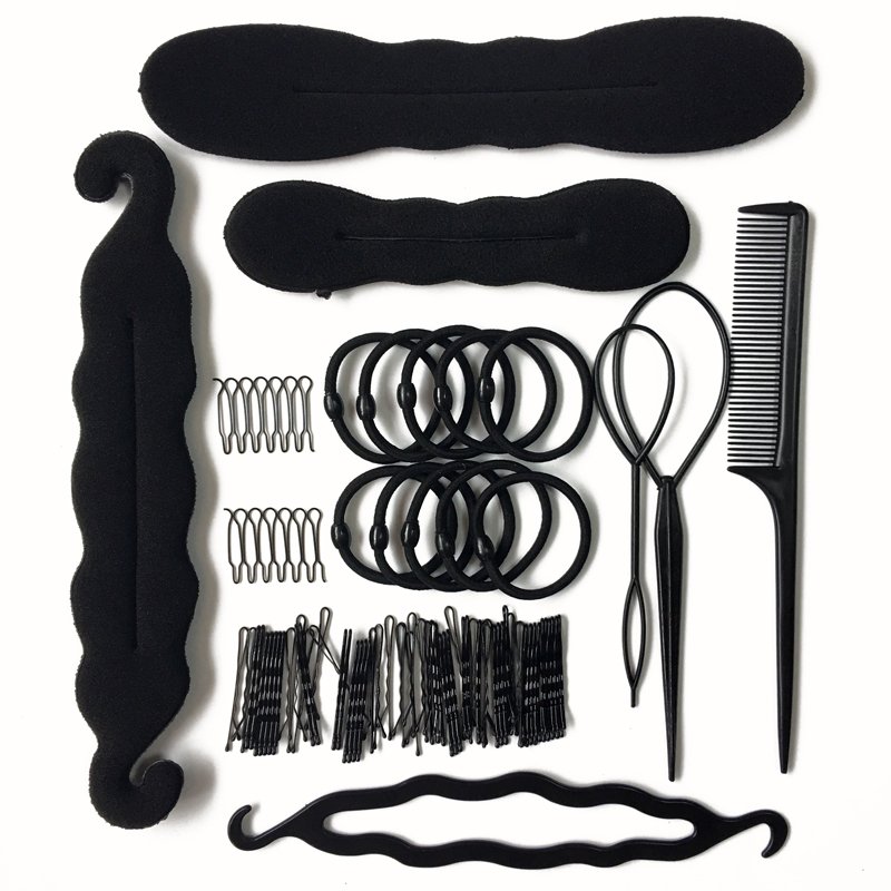 Women Hair Accessories Kit Hair Styling Tools Magic Donut Bun Maker Hairpins Ties Twist Elastic Hair Bands Hairdress Braid Tools