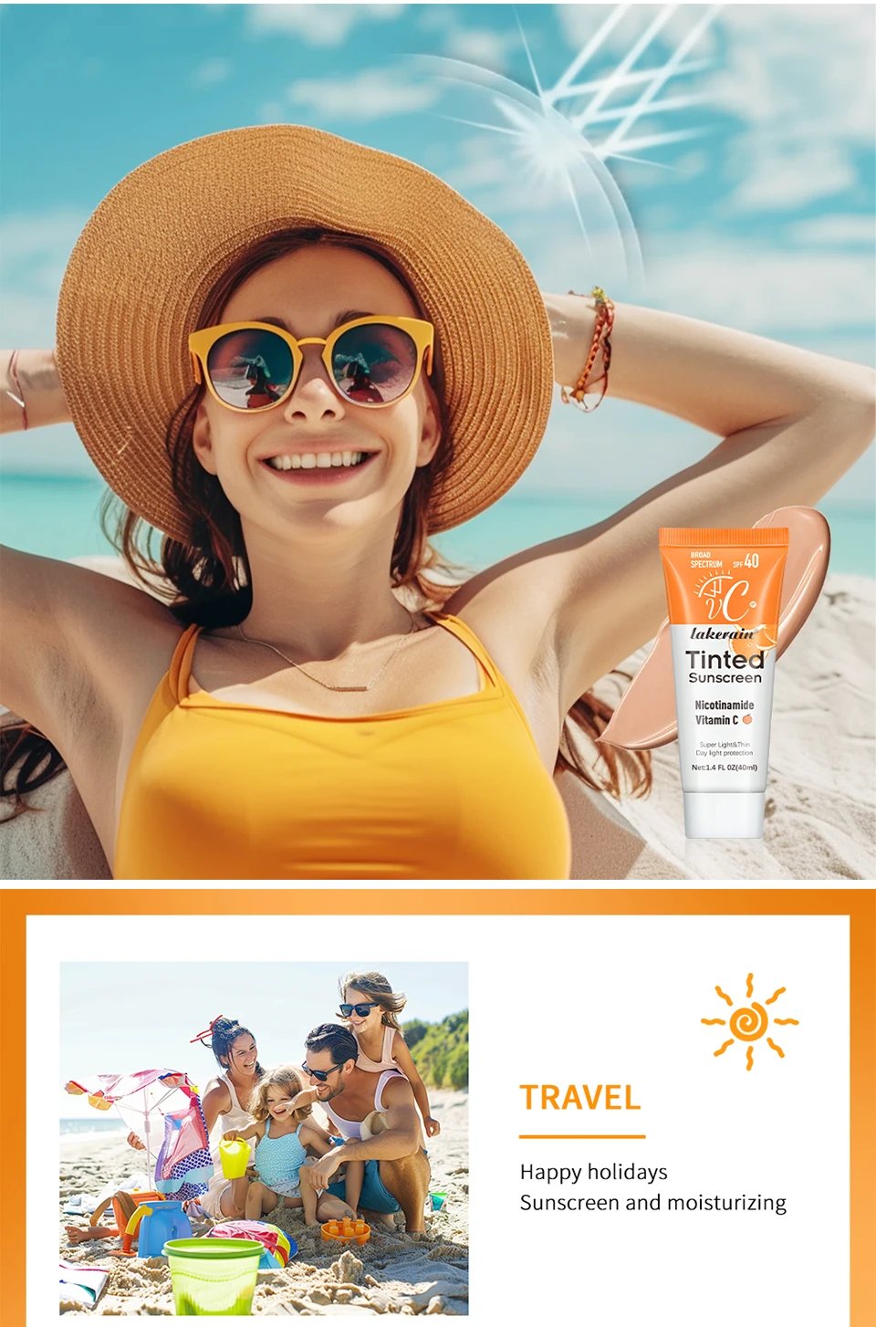 Vitamin C Tinted Sunscreen With SPF 40 Hydrating Mineral Sunscreen With Zinc Oxide & Titanium UV Protectio Dioxide Healthy Glow