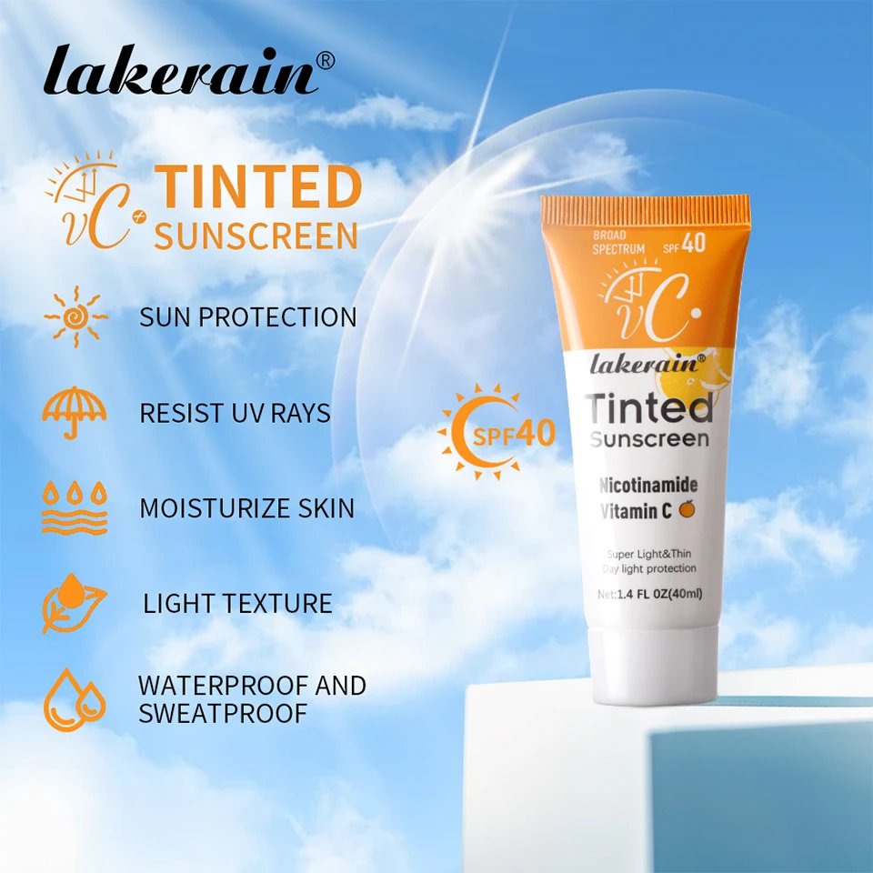 Vitamin C Tinted Sunscreen With SPF 40 Hydrating Mineral Sunscreen With Zinc Oxide & Titanium UV Protectio Dioxide Healthy Glow